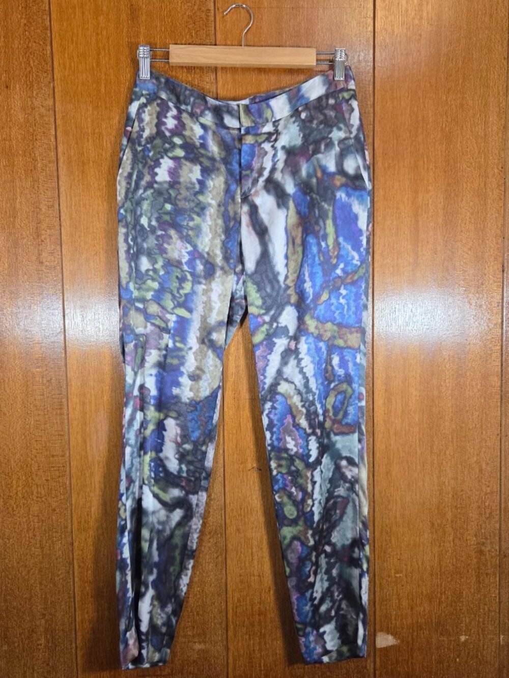 Theyskens' Theory NWT 100% Silk Abstract Watercolor Print Padgette Trousers - 0